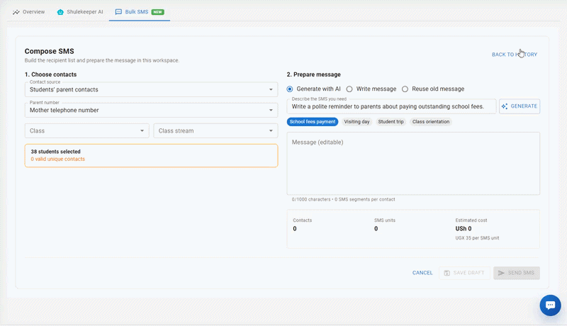 Shulekeeper Bulk SMS messaging and credits